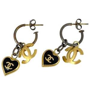 Chanel Cc Logo Heart Earrings Metal #250022C88B